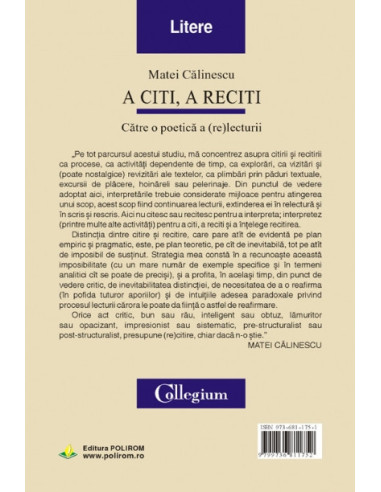 A citi, a reciti. Către o poetica a... A citi, a reciti. Către o poetica a...