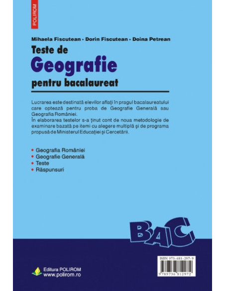 Teste de Geografie pentru bacalaureat