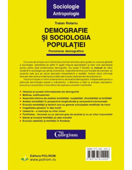 Demografie și sociologia populației. Fenomene demografice