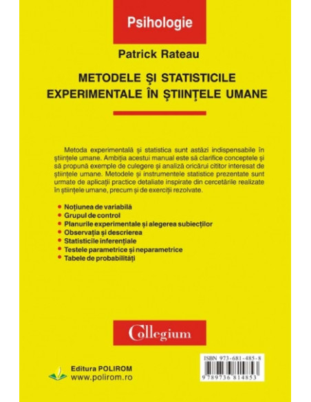 Metodele și statisticile experimentale în știintele umane