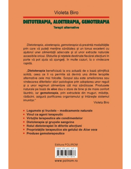 Dietoterapia, aloeterapia, gemoterapia. Terapii alternative