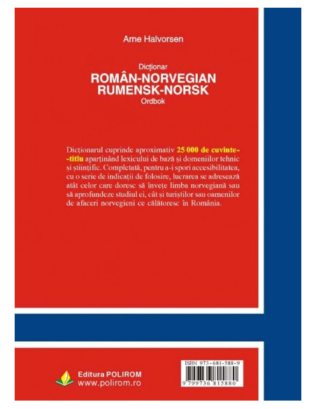 Dicționar român-norvegian/Rumensk-norsk ordbok