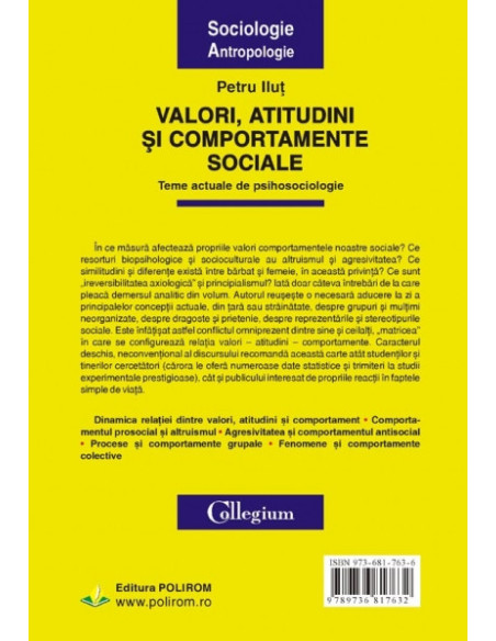 Valori, atitudini și comportamente sociale. Teme actuale de psihosociologie