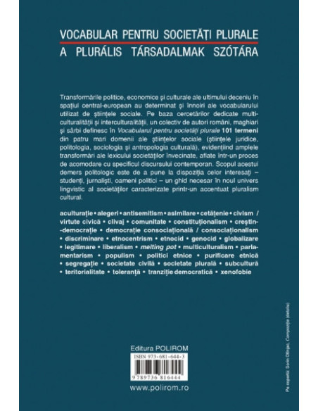 Vocabular pentru societăţi plurale / A pluralis tarsadalmak szotara