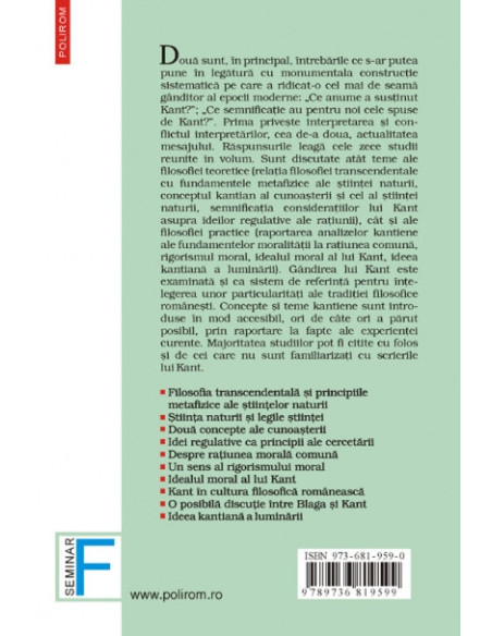 Kant în lumea lui şi în cea de azi. Zece studii kantiene