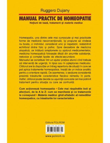 Manual practic de homeopatie. Noțiuni de bază, tratament și materia medica