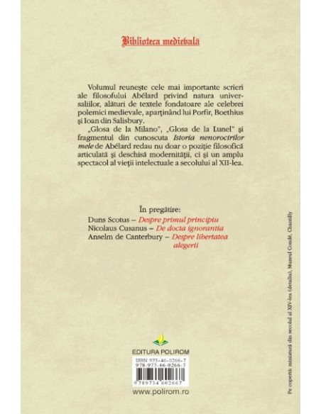 Comentarii la Porfir. Despre universalii împreuna cu fragmente corespondente din Porfir, Boethius și Ioan din Salisbury