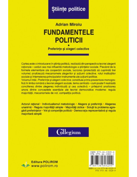 Fundamentele politicii. Vol I. Preferințe și alegeri colective