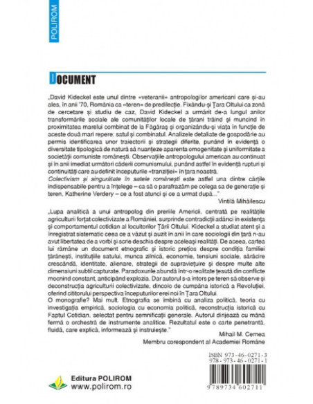 Colectivism și singurătate în satele românești. Țara Oltului în perioada comunistă și în primii ani după Revoluție