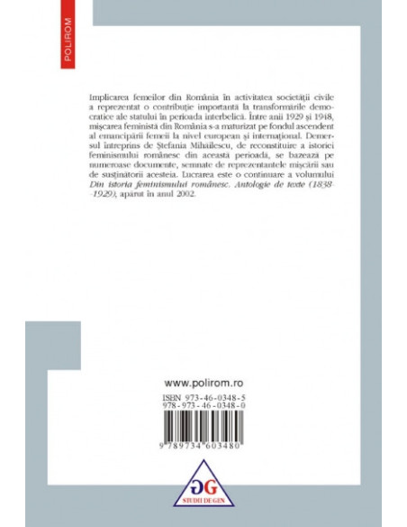 Din istoria feminismului românesc. Studiu și antologie de texte (1929-1948)