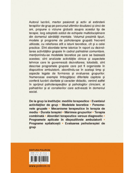 Introducere în terapiile de grup. Teorii, tehnici, programe