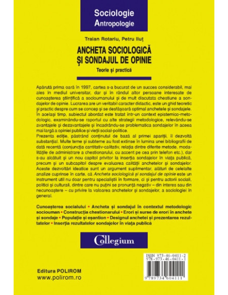 Ancheta sociologică și sondajul de opinie. Teorie și practică