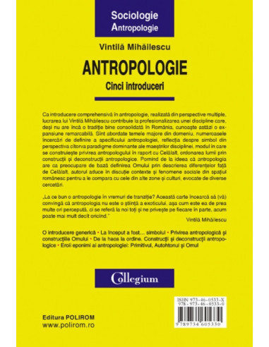 Antropologie. Cinci introduceri Antropologie. Cinci introduceri