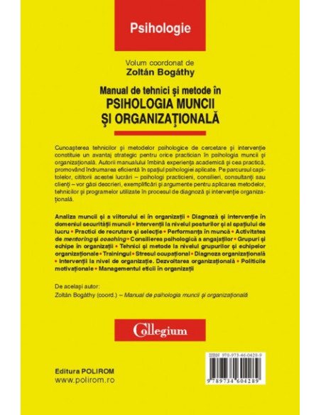 Manual de tehnici și metode în psihologia muncii și organizațională