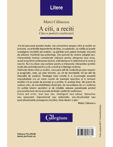A citi, a reciti. Către o poetica a...