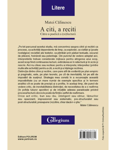 A citi, a reciti. Către o poetica a (re)lecturii