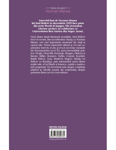 Înaintea despărțirii. Convorbire cu Saul Bellow – Un proiect Words&Images