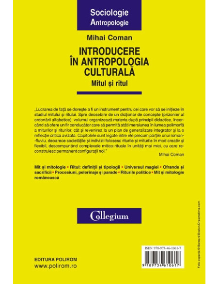 Introducere în antropologia culturală. Mitul și ritul