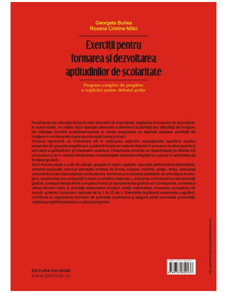 Exerciții pentru formarea și dezvoltarea aptitudinilor de școlaritate. Program complex de pregătire a copilului pentru debutul școlar