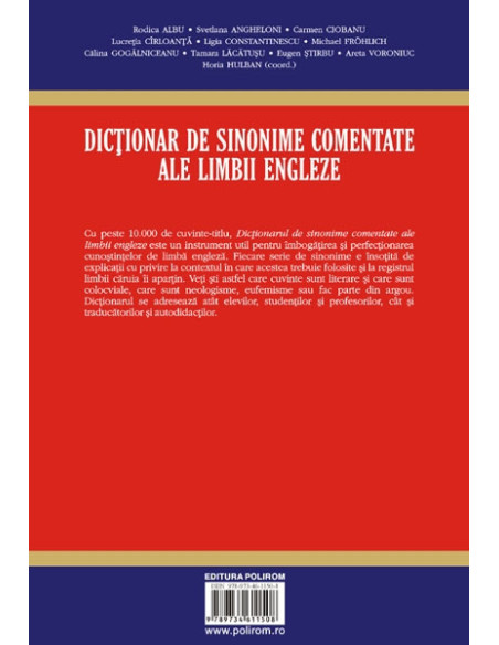 Dicționar de sinonime comentate ale limbii engleze