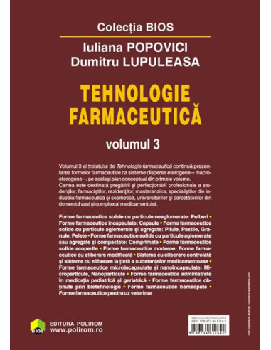 Tehnologie farmaceutică (Volumul 3) Tehnologie farmaceutică (Volumul 3)