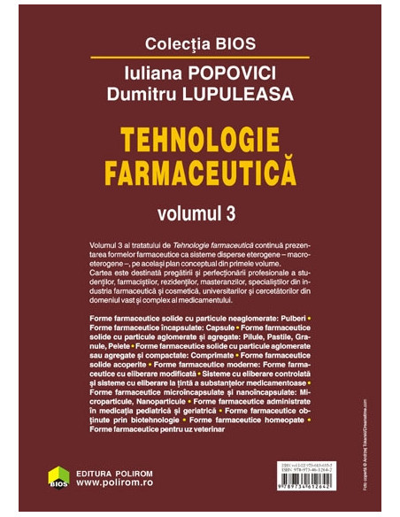 Tehnologie farmaceutică (Volumul 3)