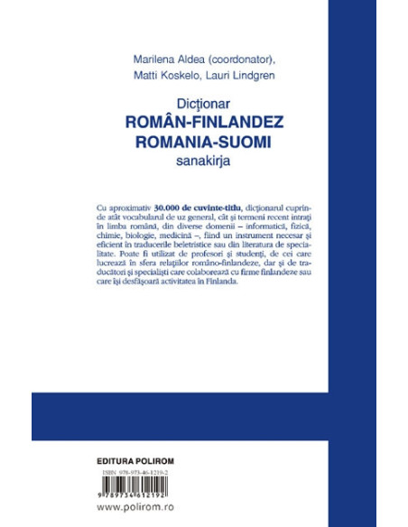 Dicționar român-finlandez/Romania-suomi sanakirja