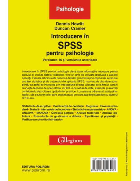 Introducere în SPSS pentru psihologie. Versiunea 16 și versiunile anterioare (ediţia a II-a)