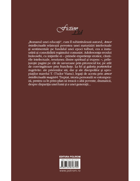 Amor intellectualis. Romanul unei educaţii