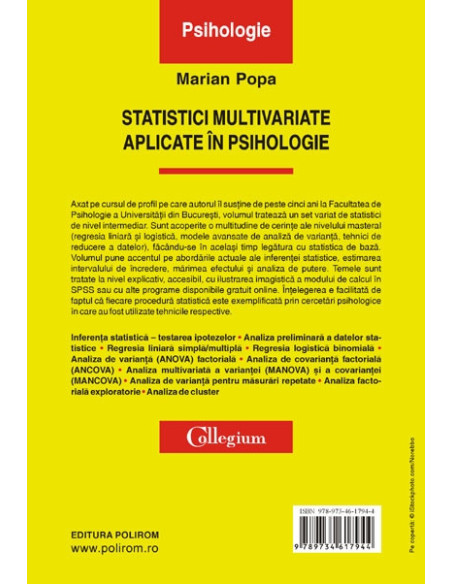 Statistici multivariate aplicate în psihologie