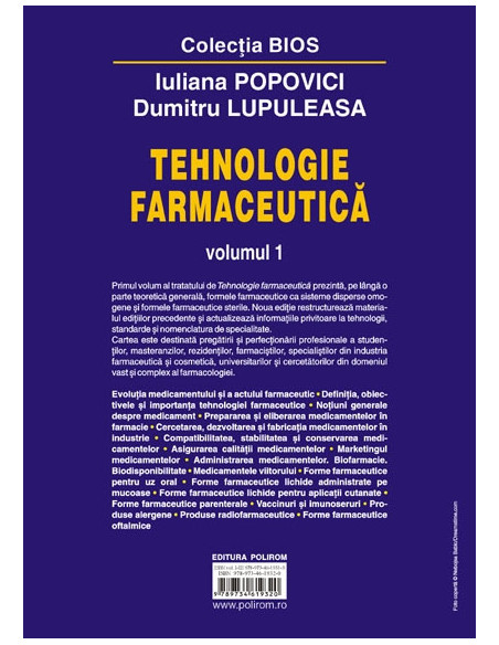 Tehnologie farmaceutică. Volumul I