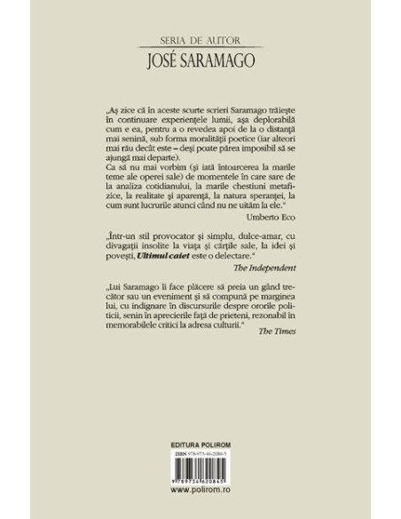 Ultimul caiet. Texte scrise pentru blog: martie 2009 - noiembrie 2009