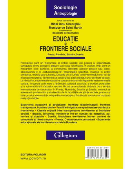 Educație și frontiere sociale: Franța, România, Brazilia, Suedia
