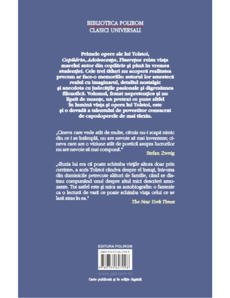 Copilăria. Adolescenţa. Tinereţea