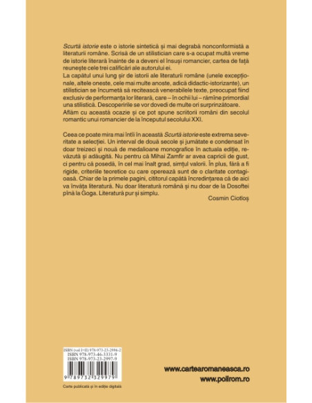 Scurtă istorie. Panorama alternativă a literaturii române. Volumul I