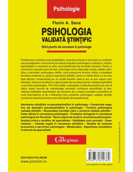 Psihologia Validată științific. Ghid Practic De Cercetare în Psihologie