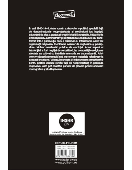Politica regimului Antonescu fata de cultele neoprotestante. Documente