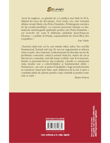 Non credo, oro / Nu cred, ma rog