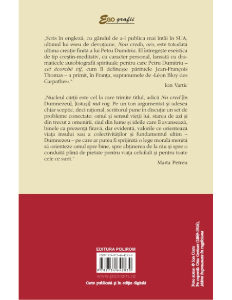 Non credo, oro / Nu cred, ma rog