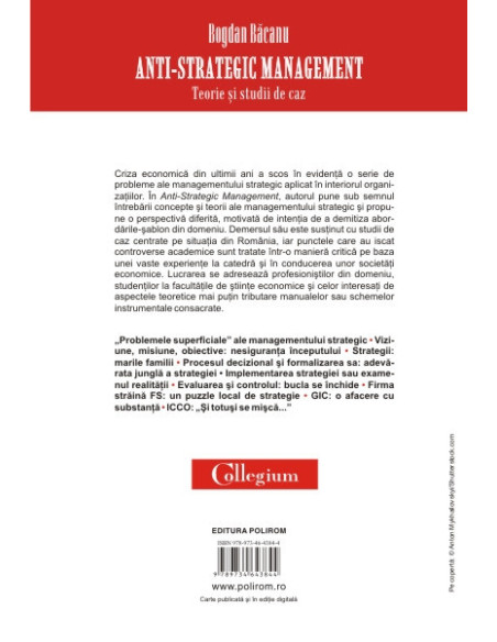 Anti-Strategic Management. Teorie și studii de caz