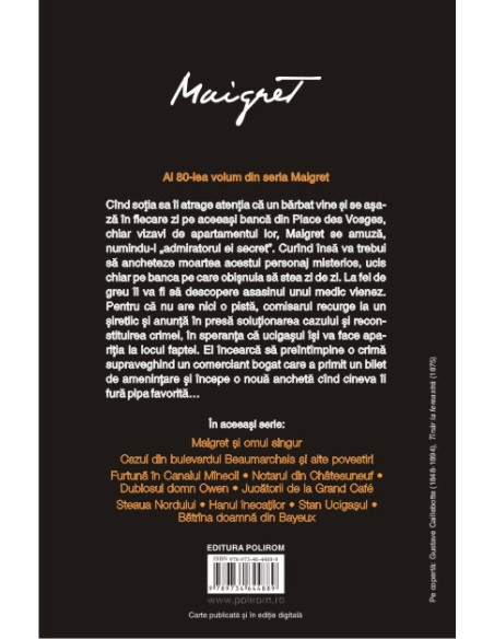 Admiratorul doamnei Maigret • Omul de pe stradă • Vânzare la licitație • Scrisoarea de amenințare • Pipa lui Maigret