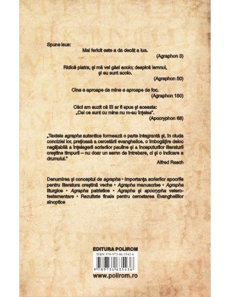 Agrapha. Fragmente extracanonice ale Scripturii