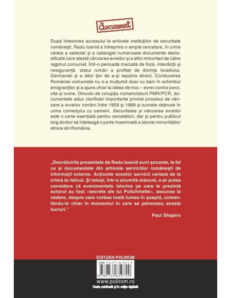 Securitatea și vânzarea evreilor. Istoria acordurilor secrete dintre România și Israel