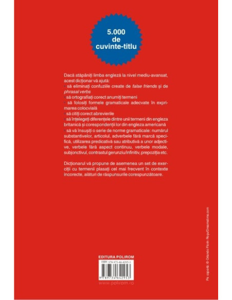 Dicționar de dificultăți ale limbii engleze. Common errors • False friends • Phrasal verbs • Collocations • Tests