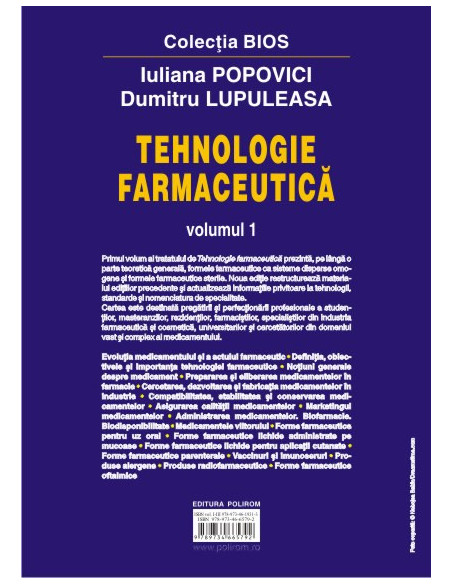 Tehnologie farmaceutică. Volumul I