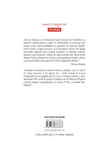 N. Steinhardt despre Eliade, Cioran,... N. Steinhardt despre Eliade, Cioran,...
