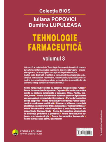 Tehnologie farmaceutică. Volumul III Tehnologie farmaceutică. Volumul III