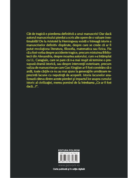 Istoria lacunelor. Despre manuscrise pierdute