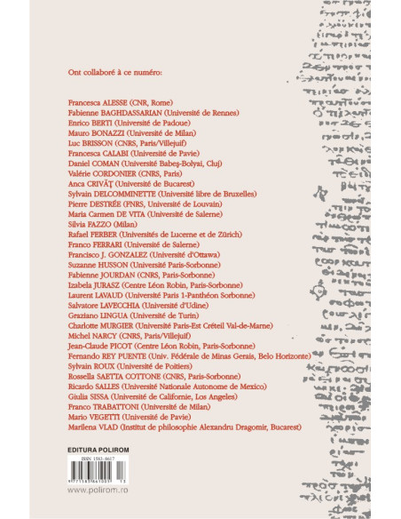 Chôra. Revistă de studii antice şi medievale: filosofie, teologie, ştiinţe. Nr. 15-16/2017-2018