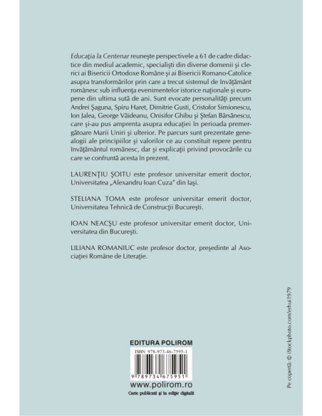 Educația la Centenar. Idei. Instituții. Personalități